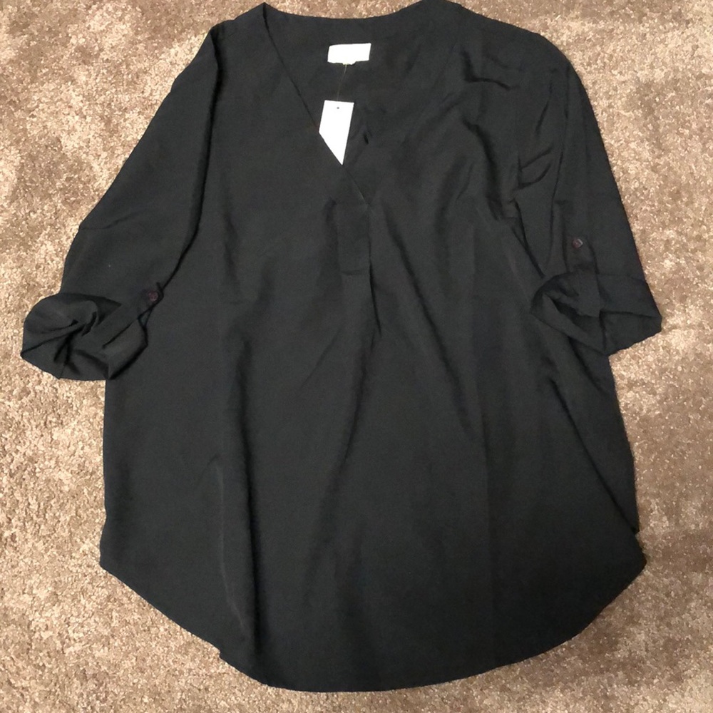 Black v-neck blouse